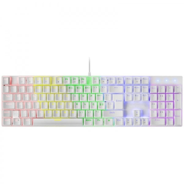 Mars Gaming MK422 Teclado Mecanico RGB - Switches Antipolvo - Teclas Imborrables - 12 Efectos RGB - Anti-ghosting - Multiplataforma - Color Blanco 1 pieza(s)