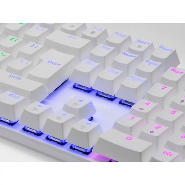 Mars Gaming MK422 Teclado Mecanico RGB - Switches Antipolvo - Teclas Imborrables - 12 Efectos Rainbow - Modo Juego - Anti-ghosting - Multiplataforma - Color Blanco 1 pieza(s)