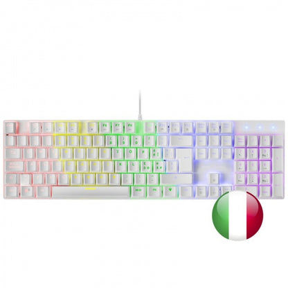 Mars Gaming MK422 Teclado Gaming Mecanico - Iluminacion RGB 12 Modos - Teclas Imborrables - Switches Antipolvo - Funciones Multimedia - Multiplataforma - Italiano - Color Blanco 1 pieza(s)