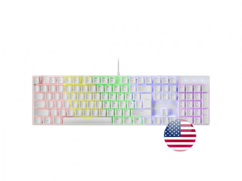 Mars Gaming MK422 Teclado Gaming - Switches Mecanicos Antipolvo - Teclas Imborables - Iluminacion RGB - Chip ARM - Compatibilidad Multiplataforma - US - Color Blanco 1 pieza(s)