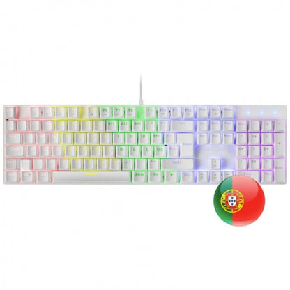 Mars Gaming MK422 Teclado Gaming Mecanico - Iluminacion RGB 12 Efectos - Teclas Doble Inyeccion - Switches Antipolvo - Anti-Ghosting Avanzado - Multiplataforma - Portugues - Color Blanco 1 pieza(s)