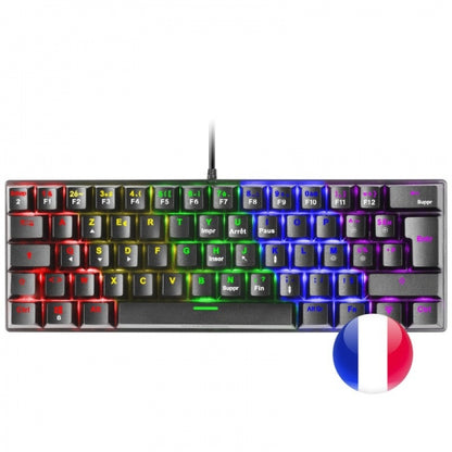 Mars Gaming MK60 Teclado Gaming Mecanico - Ultra-Compacto 60% - Switches Antipolvo - Iluminacion RGB - Teclas Imborrables - Anti-Ghosting Avanzado - Frances - Color Negro 1 pieza(s)