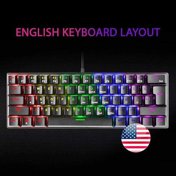 Mars Gaming MK60 Teclado Gaming Mecanico - Ultra-compacto 60% - Iluminacion RGB - Switches Antipolvo - Teclas Imborrables - Multiplataforma - US - Color Negro 1 pieza(s)