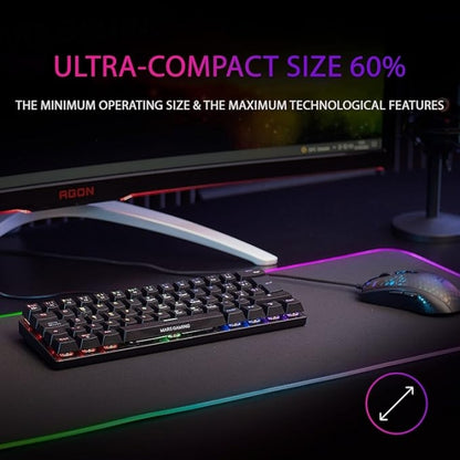 Mars Gaming MK60 Teclado Gaming Mecanico - Ultra-compacto 60% - Iluminacion RGB - Switches Antipolvo - Teclas Imborrables - Multiplataforma - US - Color Negro 1 pieza(s)