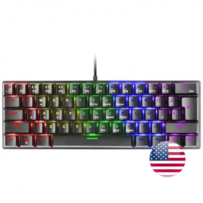 Mars Gaming MK60 Teclado Gaming Mecanico - Ultra-Compacto 60% - Iluminacion RGB - Switches Antipolvo - Teclas Imborrables - Anti-Ghosting Avanzado - US - Color Negro 1 pieza(s)