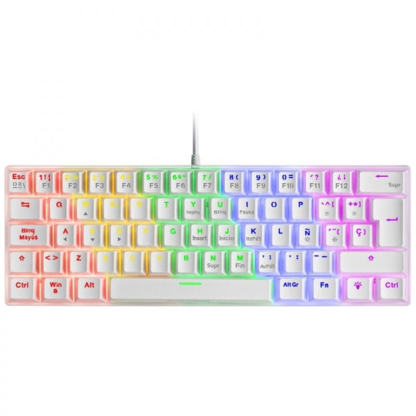 Mars Gaming MK60 Teclado Gaming Mecanico - Ultra-Compacto - Iluminacion RGB - Switches Antipolvo - Teclas Imborrables - Anti-Ghosting Avanzado - Color Blanco 1 pieza(s)