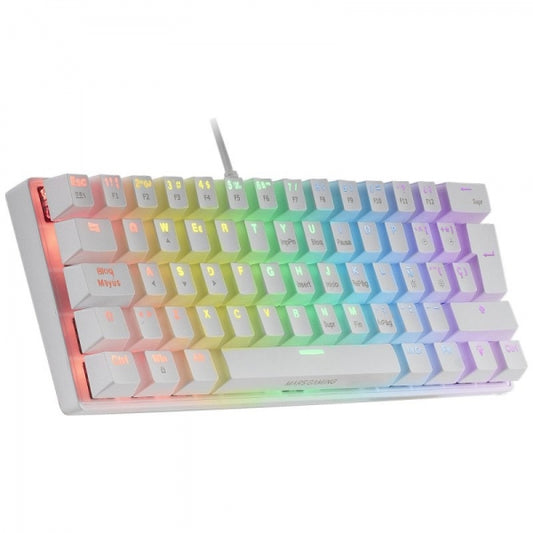 Mars Gaming MK60 Teclado Gaming Mecanico - Ultra-Compacto - Iluminacion RGB - Switches Antipolvo - Teclas Imborrables - Anti-Ghosting Avanzado - Color Blanco 1 pieza(s)