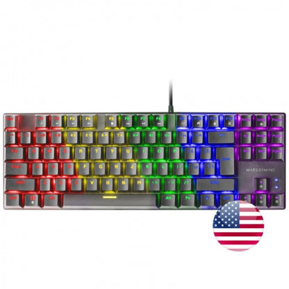 Mars Gaming MK80 Teclado Gaming Mecanico - TKL Compacto - Iluminacion RGB - Teclas Imborrables - Switches Antipolvo - Multiplataforma - Anti-Ghosting Avanzado - US - Color Negro 1 pieza(s)