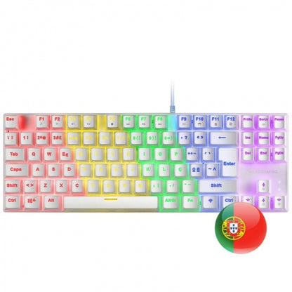 Mars Gaming MK80 Teclado Gaming Mecanico - Compacto TKL - Iluminacion RGB - Teclas Doble Inyeccion - Switches Antipolvo - Multiplataforma - Anti-ghosting Avanzado - Portugues - Color Blanco 1 pieza(s)