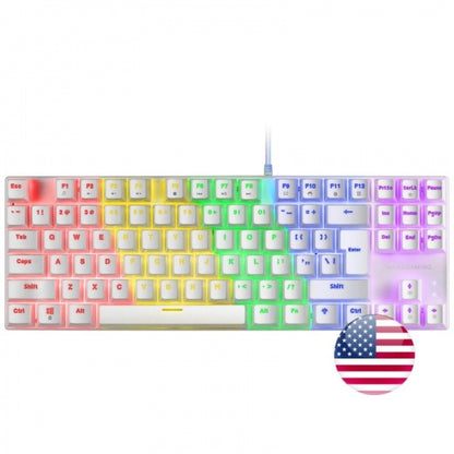 Mars Gaming MK80 Teclado Gaming Mecanico - TKL Compacto - Iluminacion RGB - Teclas Doble Inyeccion - Switches Antipolvo - Multiplataforma - US - Color Blanco 1 pieza(s)