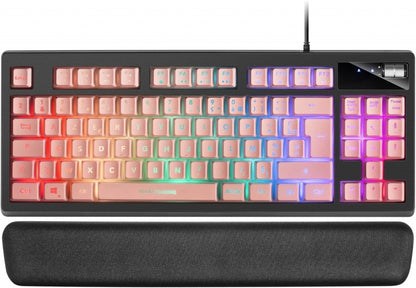 Mars Gaming MKAX Teclado Gaming - Iluminacion RGB 9 Efectos - Diseño Compacto TKL - Tecnologia H-Mech - Reposamuñecas Memory Gel - Compatible Multiplataforma - Color Negro 1 pieza(s)