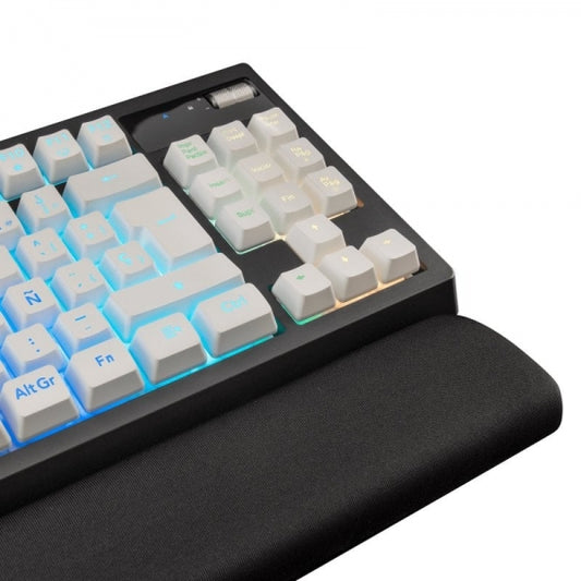 Mars Gaming - MKAXWES Teclado Compacto TKL H-Mech Iluminación RGB 9 Efectos Reposamuñecas Gel Blanco Idioma Español