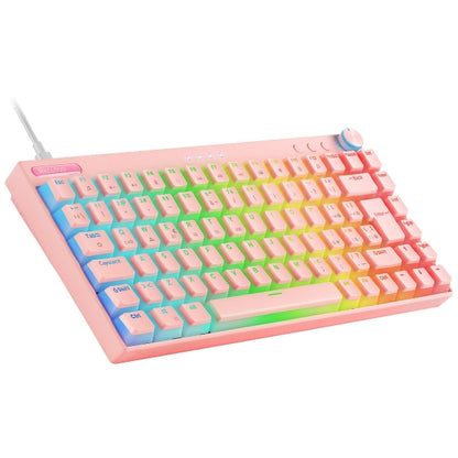 Mars Gaming Teclado Premium - Triple Conexion - Tamaño Ultra-Compacto 75% - Switch Outemu SQ Pro Azul - Iluminacion RGB - Bateria 200h - Frances - Color Rosa 1 pieza(s)