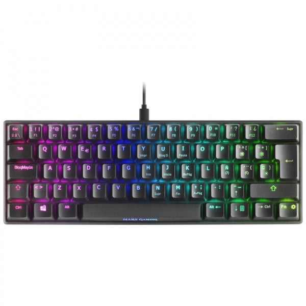 Mars Gaming - MKMINIBES Teclado Mecánico Ultra-Compacto Full RGB Chroma Switch OUTEMU PRO Azul Negro Idioma Español