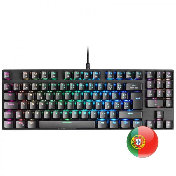 Mars Gaming MKREVO PRO Teclado TKL - Iluminacion RGB 16.8M - Switches Mecanicos OUTEMU PRO - Anti-Ghosting Total - Software Personalizable - Portugues - Color Negro 1 pieza(s)