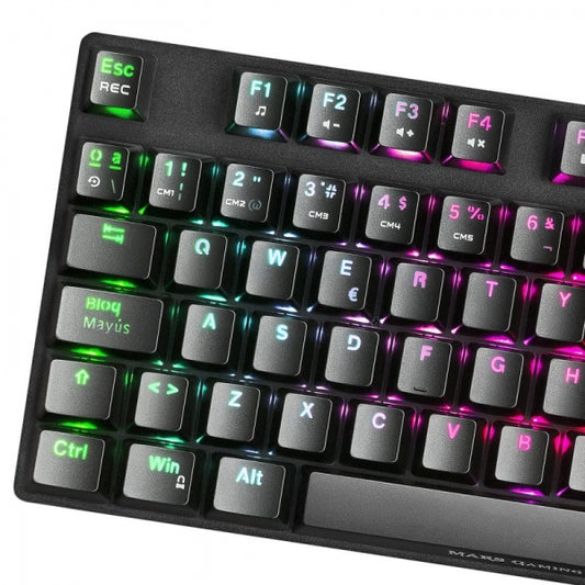 Mars Gaming MKREVO PRO Teclado TKL - Iluminacion RGB 16.8M - Switches Mecanicos OUTEMU PRO - Anti-Ghosting Total - Software Personalizable - Portugues - Color Negro 1 pieza(s)