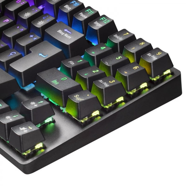 Mars Gaming MKREVO PRO Teclado TKL - Iluminacion RGB 16.8M - Switches Mecanicos OUTEMU PRO - Anti-Ghosting Total - Software Personalizable - Portugues - Color Negro 1 pieza(s)