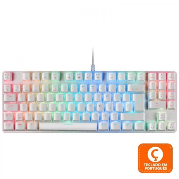 Mars Gaming MKREVO PRO Teclado Mecanico - TKL con Pad Numerico - Switches OUTEMU PRO - Iluminacion FULL RGB - Base de Aluminio - Multiplataforma - Portugues - Color Blanco 1 pieza(s)