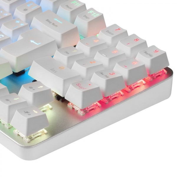 Mars Gaming MKREVO PRO Teclado Mecanico - TKL con Pad Numerico - Switches OUTEMU PRO - Iluminacion FULL RGB - Base de Aluminio - Multiplataforma - Portugues - Color Blanco 1 pieza(s)