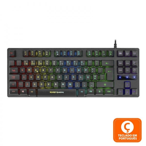 Mars Gaming MKTKL Teclado Hibrido Mecanico - Diseño TKL Compacto - Efectos LED RGB - Tecnologia H-Mechanical RED - Materiales de Alta Calidad - Portugues - Color Negro 1 pieza(s)