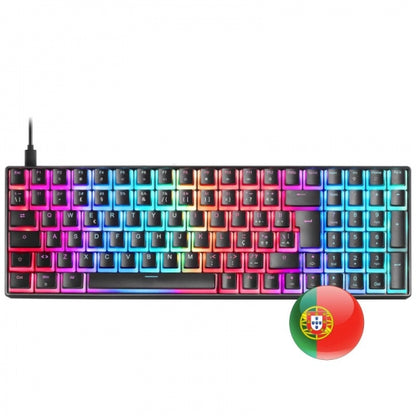 Mars Gaming MKULTRA Teclado Gaming Premium - Tamaño Compacto 96% - Teclas PBT Pudding - Iluminacion RGB Chroma - Switches OUTEMU SQ - USB-C Extraible - Portugues - Color Negro 1 pieza(s)