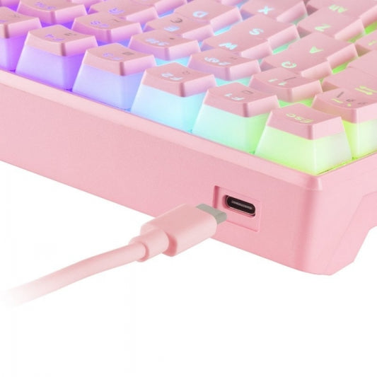 Mars Gaming MKULTRA Teclado Gaming Premium - Tamaño Compacto 96% - Teclas PBT Pudding - Iluminacion RGB Chroma - Switches OUTEMU SQ - USB-C Extraible - Portugues - Color Rosa 1 pieza(s)