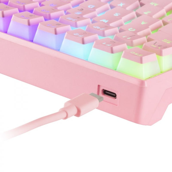 Mars Gaming MKULTRA Teclado Gaming Premium - 96% Compacto - Teclas PBT Pudding - Iluminacion RGB Chroma - Switches Antipolvo OUTEMU - Multiplataforma - Portugues - Color Rosa 1 pieza(s)