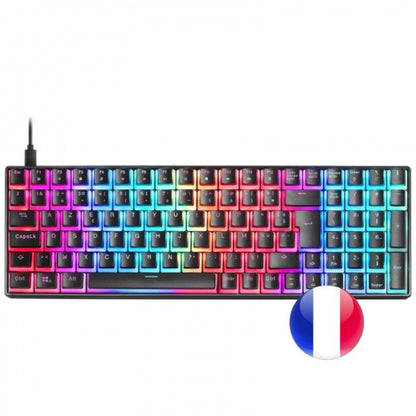 Mars Gaming MKULTRA Teclado Gaming Premium - Compacto 96% - Teclas PBT Pudding - Iluminacion FULL RGB CHROMA - Switches Mecanicos OUTEMU SQ - USB-C Extraible - Frances - Color Negro 1 pieza(s)