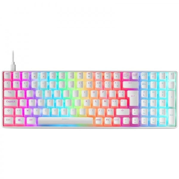 Mars Gaming MKULTRA Teclado Gaming Premium - Tamaño Compacto 96% - Teclas PBT Pudding - Iluminacion RGB Chroma - Switches OUTEMU SQ - USB-C Extraible - Multiplataforma - Color Blanco 1 pieza(s)