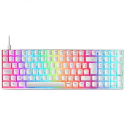 Mars Gaming MKULTRA Teclado Gaming Premium - Tamaño Compacto 96% - Teclas PBT Pudding - Iluminacion RGB Chroma - Switches OUTEMU SQ - USB-C Extraible - Multiplataforma - Color Blanco 1 pieza(s)