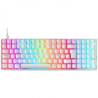 Mars Gaming MKULTRA Teclado Gaming Premium - Tamaño Compacto 96% - Teclas PBT Pudding - Iluminacion RGB Chroma - Switches OUTEMU SQ - USB-C Extraible - Color Blanco 1 pieza(s)