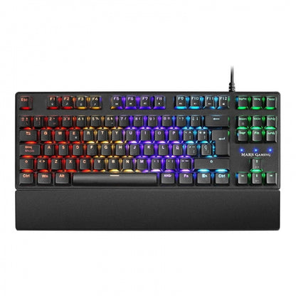 Mars Gaming - MKXTKLBES Teclado Mecánico Ultra-compacto TKL RGB Reposamuñecas Switch OUTEMU SQ Azul Idioma Español