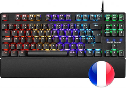 Mars Gaming MKXTKL Teclado Mecanico - Switches OUTEMU SQ - RGB 5 Colores - Diseño TKL Compacto - Reposamuñecas Ergonomico - Antighosting Total - Frances - Color Negro 1 pieza(s)