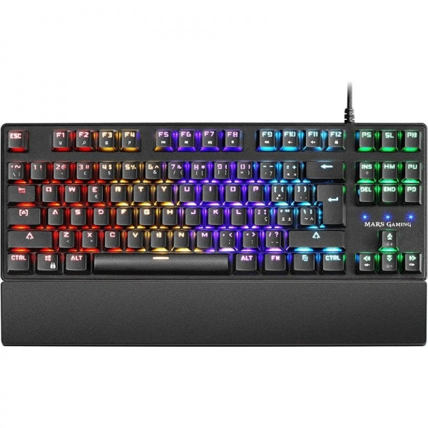 Mars Gaming MKXTKL Teclado Mecanico - Diseño TKL Compacto - Iluminacion RGB Multiefectos - Switches OUTEMU SQ - Reposamuñecas Ergonomico Extraible - Color Negro 1 pieza(s)