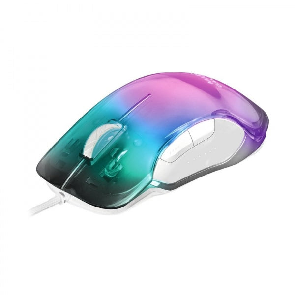 Mars Gaming - MMGLOWW Ratón Gaming RGB Chroma-Glow Acabado Espejo 12800 DPI Blanco