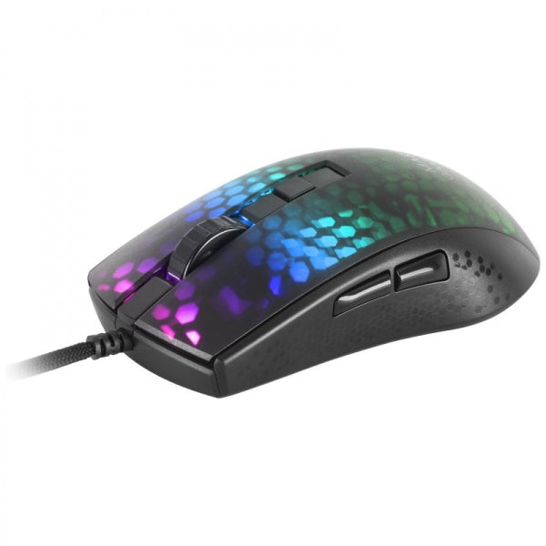 Mars Gaming - MMR Negro Ratón Gaming RGB Chroma Estructura Translúcida Ultra-ligera 58g 12800 DPI Switches Mecánicos HUANO