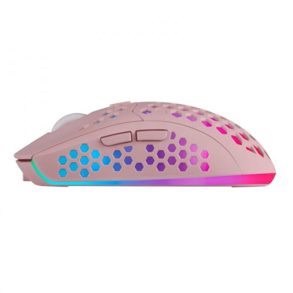 Mars Gaming - MMW3P  Ratón Gaming Inalámbrico  RGB Flow  Ultraligero 79g  3200DPI  Rosa