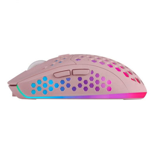 Mars Gaming - MMW3P  Ratón Gaming Inalámbrico  RGB Flow  Ultraligero 79g  3200DPI  Rosa