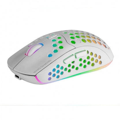 Mars Gaming - MMW3W  Ratón Gaming Inalámbrico  RGB Flow  Ultraligero 79g  3200DPI  Blanco