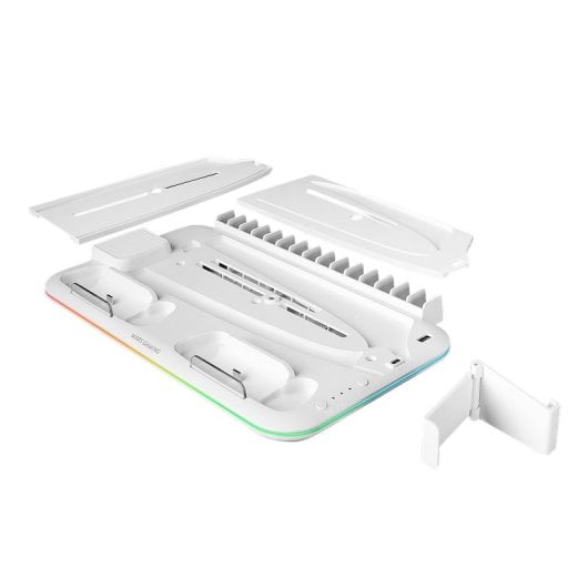 Mars Gaming MPS5-B2 Soporte Multifuncion para PS5 - Carga Dual - Refrigeracion Silenciosa - Iluminacion RGB - Soporte Auriculares - Organizador 15 Juegos - Color Blanco 1 pieza(s)