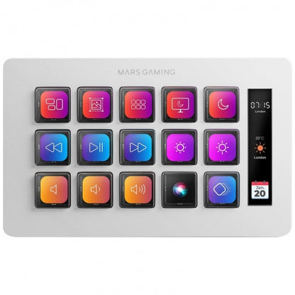 Mars Gaming MSD-ONE Dispositivo Compacto - Pantalla LCD Ampliada - Software Personalizable - Compatible con Windows y Mac - Ideal para Streaming y Gaming - Color Blanco 1 pieza(s)