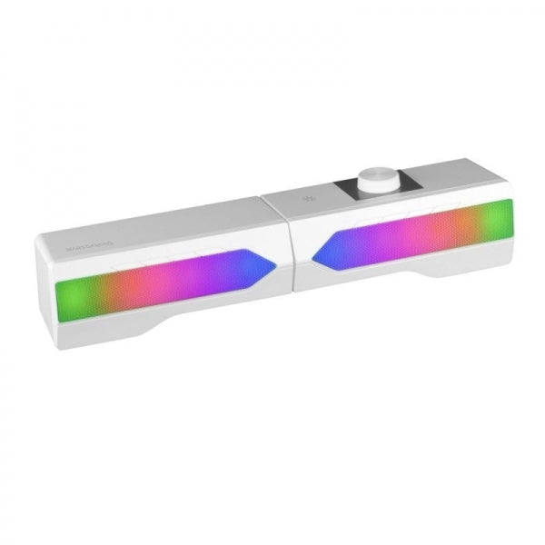 Mars Gaming - MSDUOW Barra de Sonido + Altavoces Gaming 2.0 RGB Mesh Bluetooth 5.0 y Jack Sonido DSP 15W  Blanco