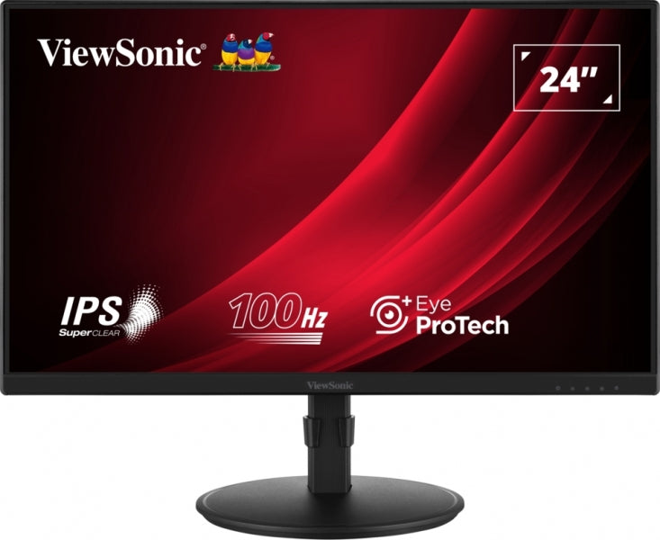 Viewsonic Monitor 23.8" VA2408-HDJ LED IPS FullHD - 100Hz - Respuesta 5ms -16:9 - VGA - HDMI - DisplayPort - Ajustable en Altura - Giratorio - Inclinable - VESA 100x100 - Color Negro 1 pieza(s)