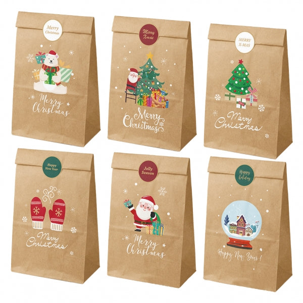 Dohe Navidad Pack de 12 Bolsas de Papel Kraft - 2 Bolsas por Modelo - Alta Resistencia 1 pieza(s)