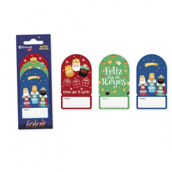 Bismark Pack de 6 Etiquetas Adhesivas Navideñas para Regalos - 3 Diseños de Reyes Magos - Espacio para Escribir 1 pieza(s)