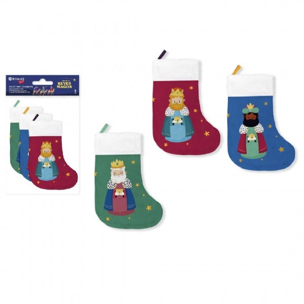 Bismark Pack de 3 Calcetines Decorativos Reyes Magos - Con Cinta para Colgar 1 pieza(s)