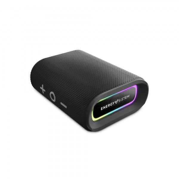 Energy Sistem Altavoz Bluetooth - Hecho con Plastico Reciclado - IPX6 - 12h de Autonomia - Radio FM - Lector Micro SD - Luces LED - Manos Libres - Color Negro 1 pieza(s)