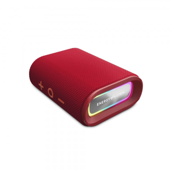 Energy Sistem Altavoz Bluetooth - Hecho con Plastico Reciclado - IPX6 - 12h de Autonomia - Radio FM - Luces LED - Manos Libres - Micro SD - TWS - Color Rojo 1 pieza(s)