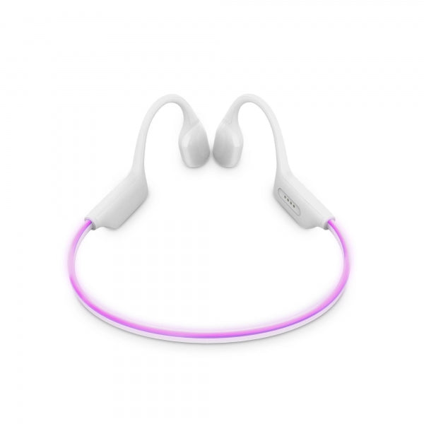 Energy Sistem Auriculares de Conduccion Osea - Bluetooth 5.4 - IPX8 - 8GB Memoria - 11h Autonomia - Carga Rapida - Luces LED - Microfono Integrado - Color Blanco 1 pieza(s)