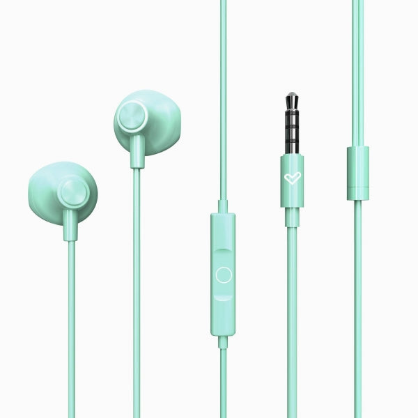 Energy Sistem Auriculares de Boton - Aislamiento Acustico - Microfono Integrado - Control de Reproduccion - Conector Jack 3.5 mm - Cable 120 cm. - Color Verde 1 pieza(s)